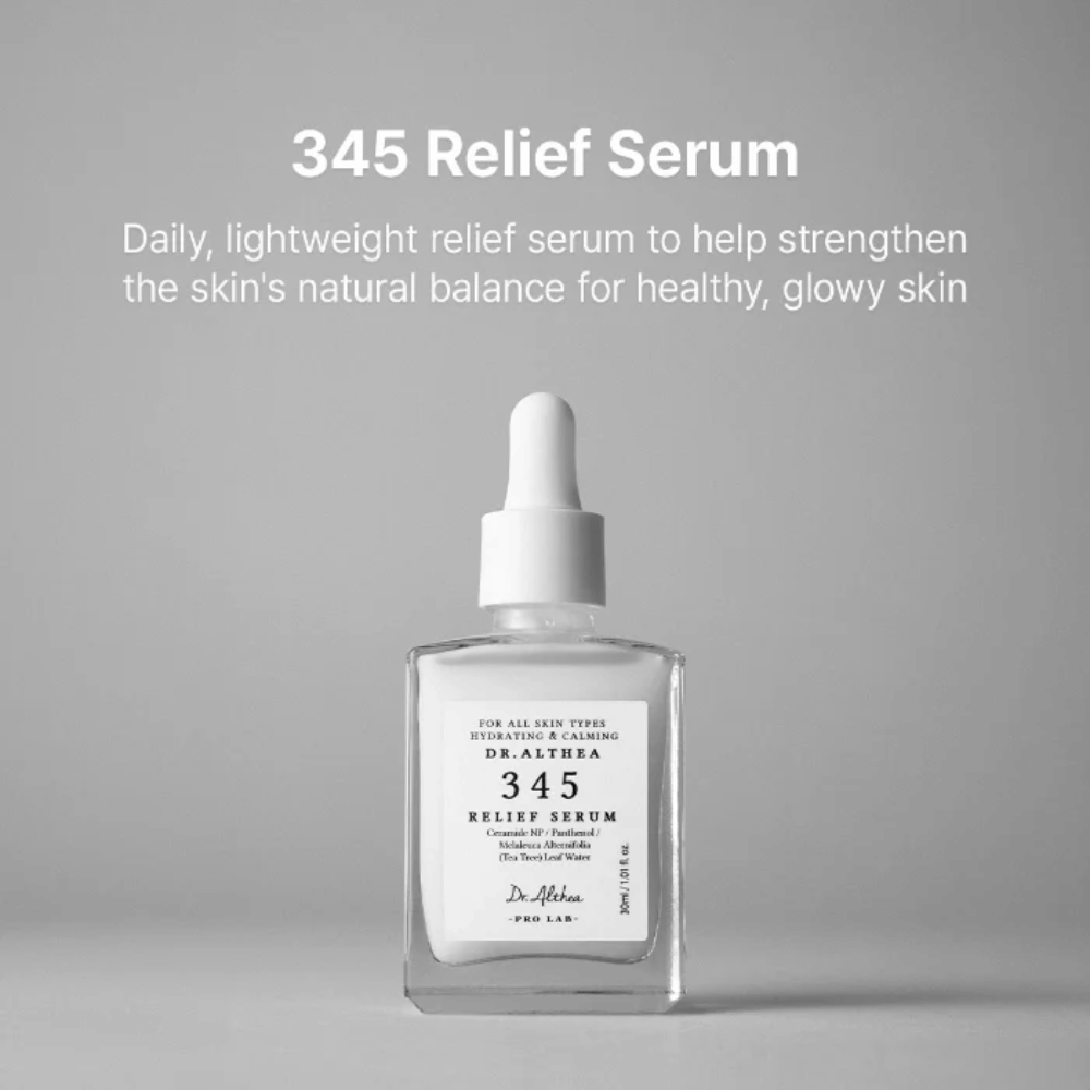 Dr. Althea 345 Relief Serum 30 ml – licht hydraterend serum voor gevoelige huid met ceramiden, panthenol en tea tree-water.