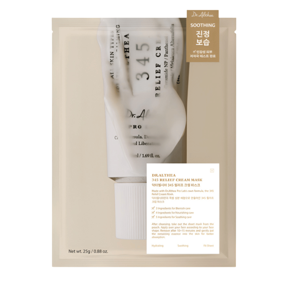 Dr. Althea 345 Relief Cream Mask Sheet mask met kalmerende ingrediënten zoals niacinamide, ceramide en centella asiatica