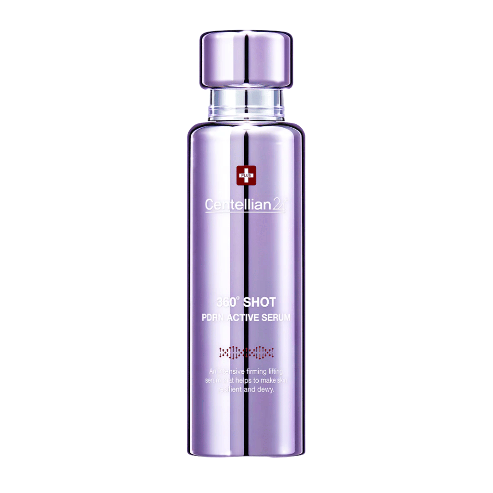 Centellian24 360º Shot PDRN Active Serum – Koreaans PDRN-serum in een paarse fles voor verhoogde elasticiteit, diepe hydratatie en stevigere, veerkrachtigere huid.