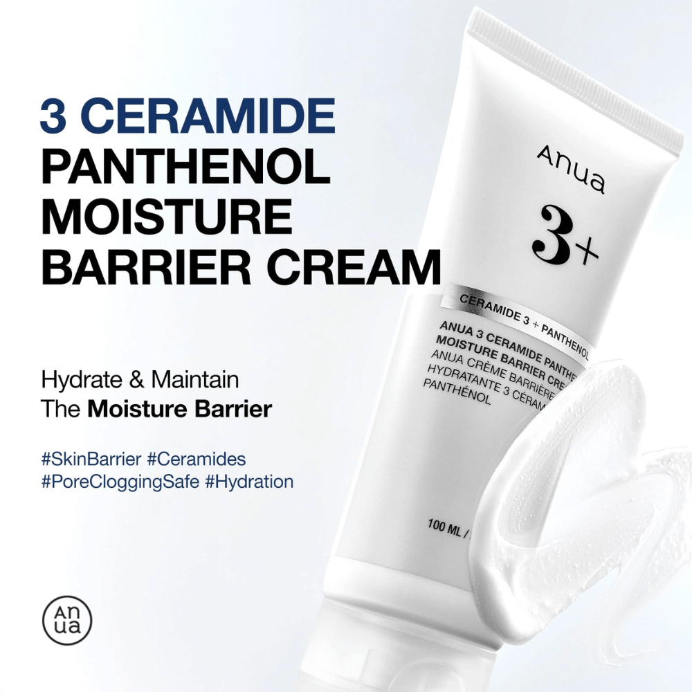Anua 3 Ceramide Panthenol Moisture Barrier Cream – hydrateert en versterkt de beschermende barrière van de huid.