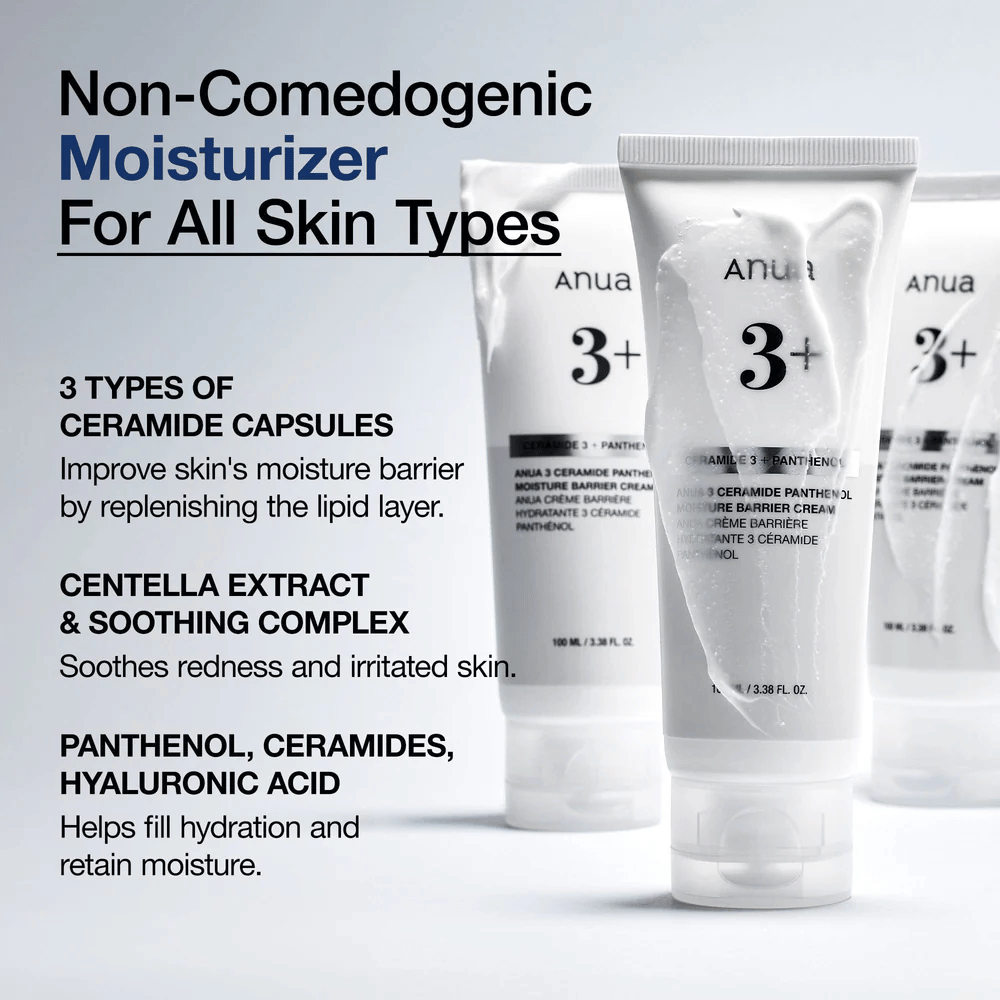 Anua 3 Ceramide Panthenol Cream – hydraterende, kalmerende en niet-comedogene crème voor alle huidtypes.