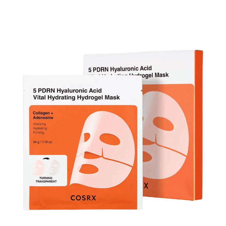 COSRX 5 PDRN Hyaluronic Acid Vital Hydrating Hydrogel Mask 34 g met collageen en adenosine voor hydraterende en verstevigende huidverzorging