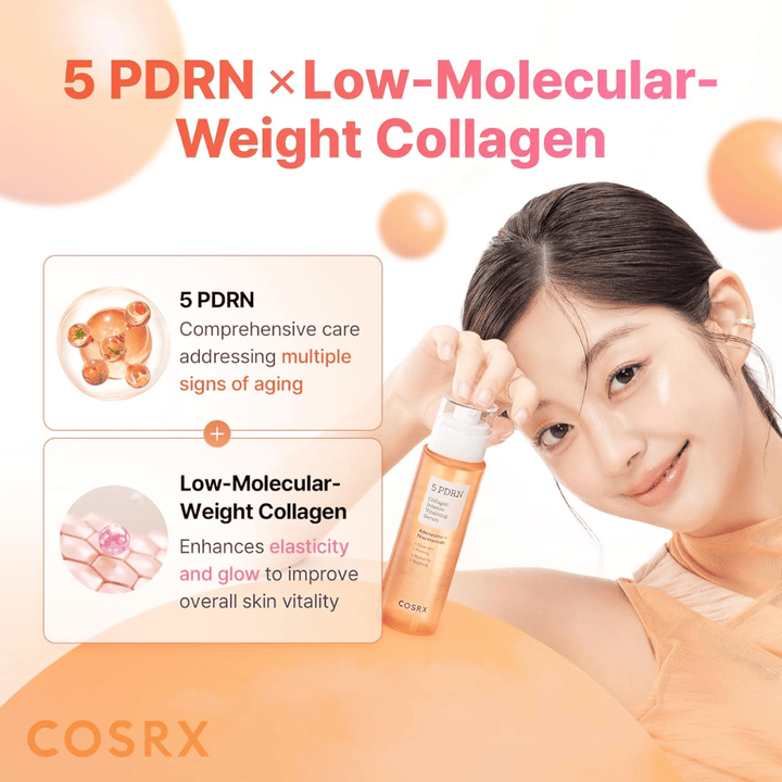 COSRX 5 PDRN Collagen Intense Vitalizing Serum met collageen met laag molecuulgewicht dat zorgt voor een stevigere huid, glans en een anti-aging effect