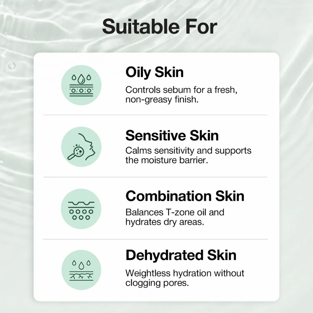 NINELESS A-Control 10% Azelaic Acid Serum is geschikt voor vette, gemengde, gevoelige en aan de oppervlakte droge huid en helpt talg te balanceren en de huid te hydrateren.