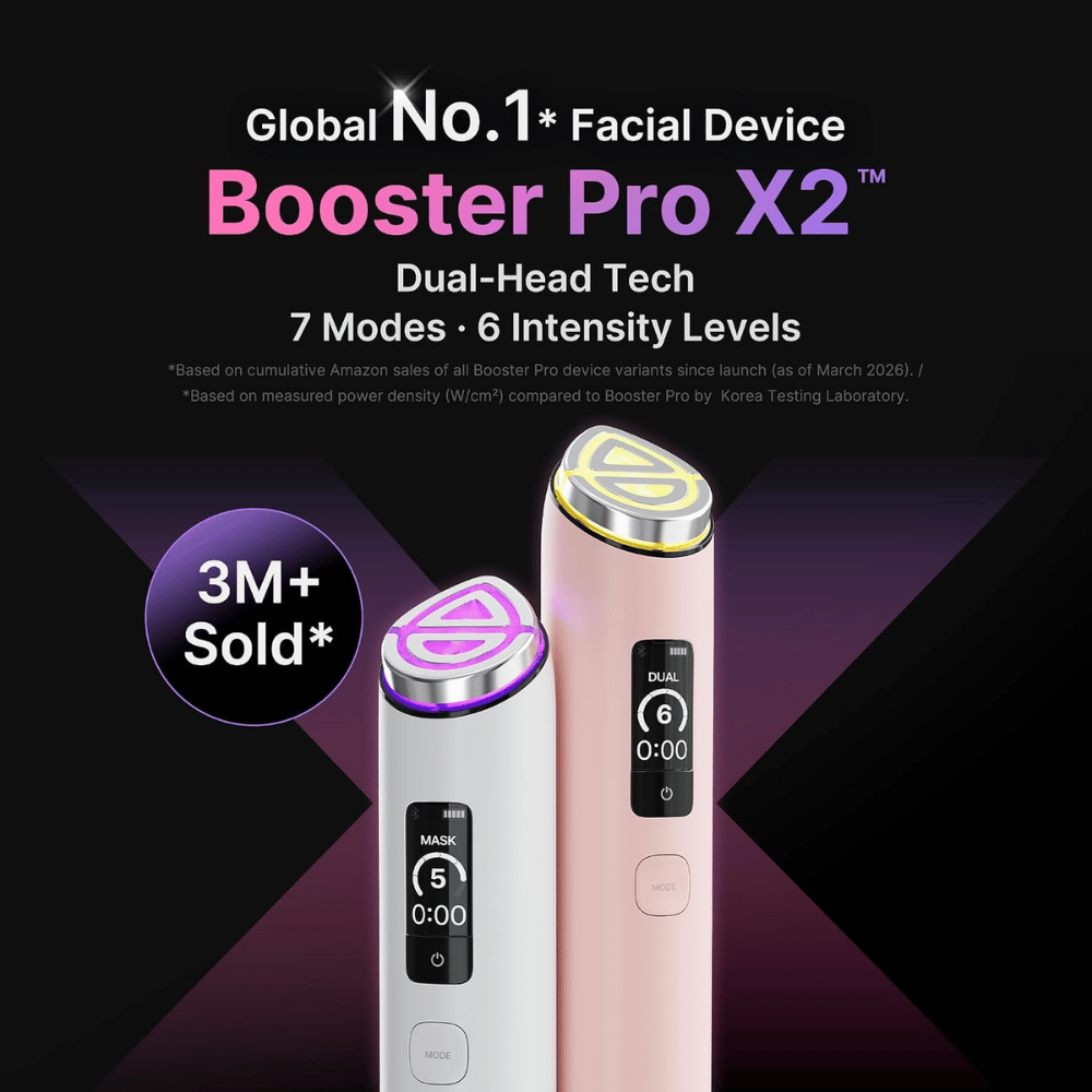 medicube AGE-R Booster Pro X2 geavanceerd huidverzorgingsapparaat met Dual-Head Tech, zeven behandelingsstanden en zes intensiteitsniveaus