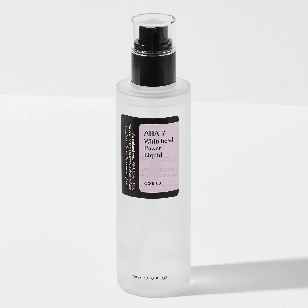 COSRX AHA 7 Whitehead Power Liquid 100 ml, chemische peeling met glycolzuur die exfolieert, mee-eters vermindert en de huid helderder maakt.