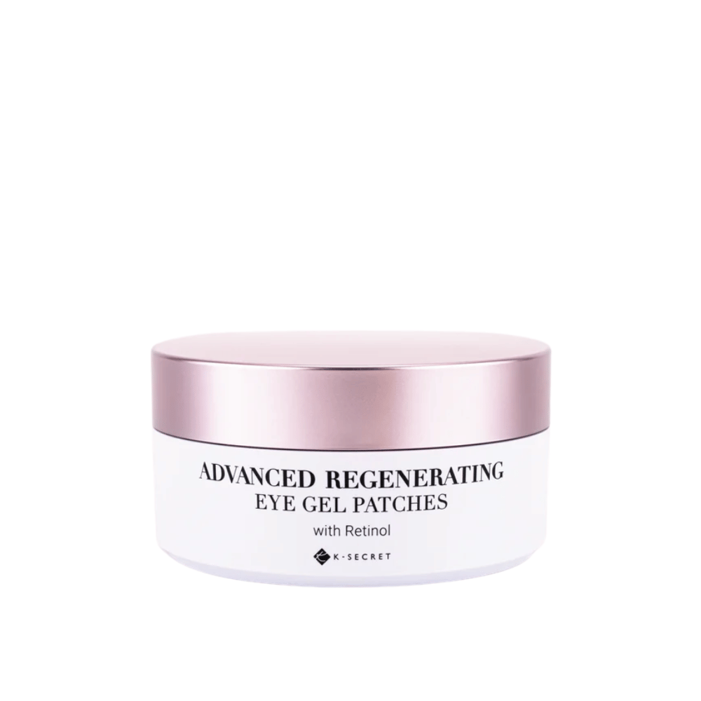 Pot met K-Secret Advanced Regenerating Eye Gel Patches met retinol en roze deksel.