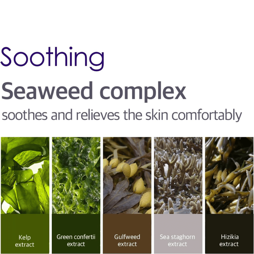 Informatieafbeelding over Seaweed Complex met verschillende algen en mariene extracten die helpen de huid rond de ogen te kalmeren, verkoelen en comfortabel te laten aanvoelen.