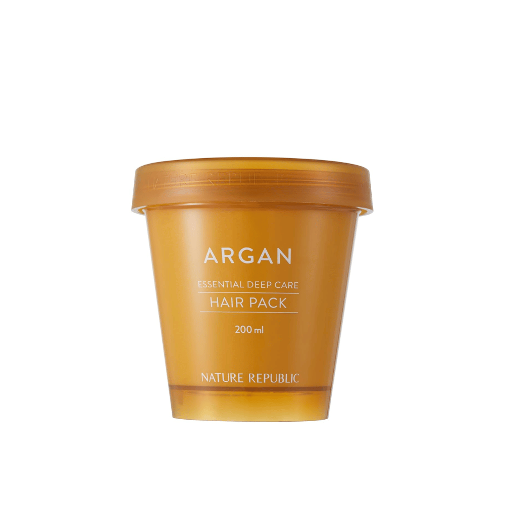 Productafbeelding van Nature Republic Argan Essential Moisture Repairing Hair Mask 200 ml – hydraterend haarmasker met arganolie.