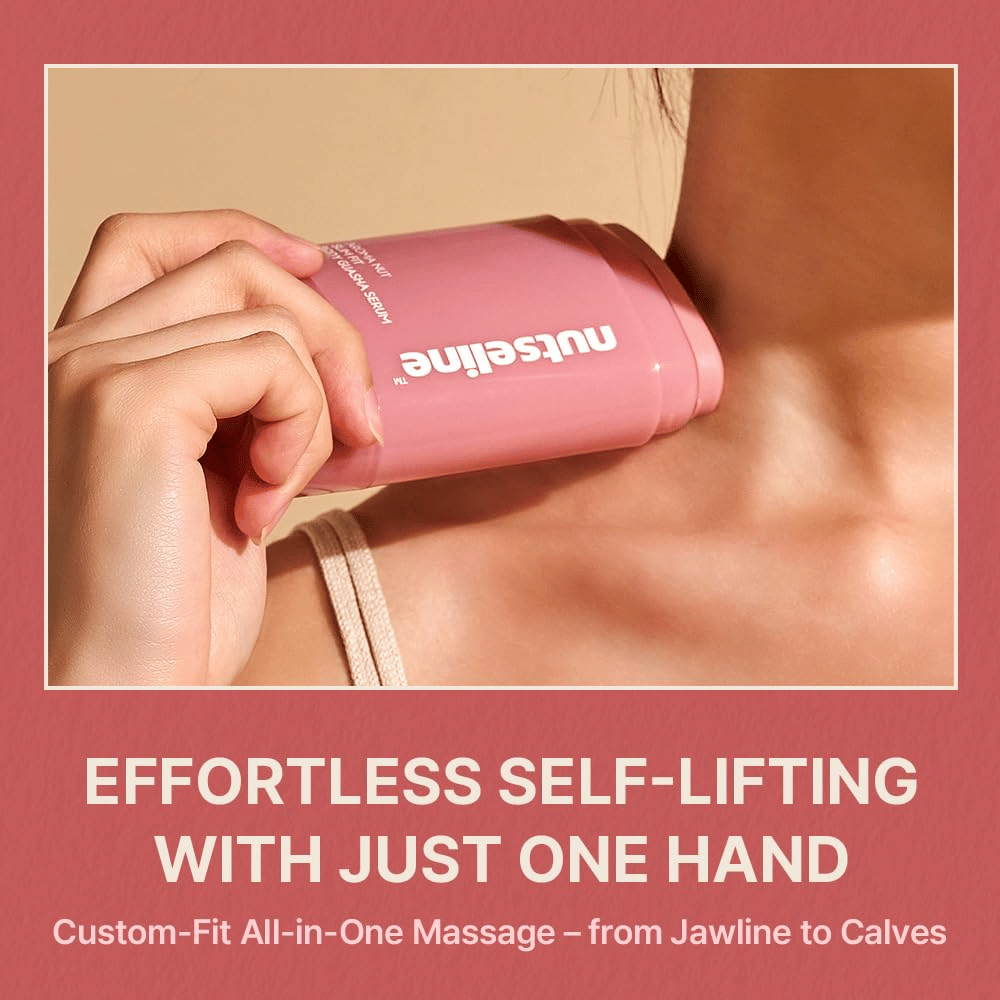 Productafbeelding waarop het serum direct op de huid wordt gebruikt voor massage en lichaamsverzorging, met focus op eenvoudige applicatie en ergonomisch ontwerp.