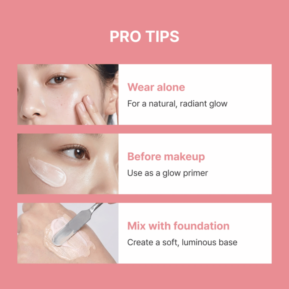 Heimish Artless Glow Base – drie manieren om glow primer te gebruiken: alleen, vóór make-up of gemengd met foundation voor extra glow.