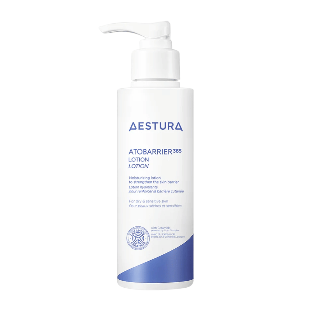 Productafbeelding van AESTURA Atobarrier 365 Lotion – hydraterende lotion voor droge en gevoelige huid met ceramide en niacinamide.