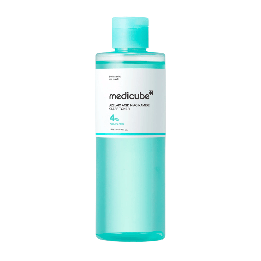 Medicube Azelaic Acid Niacinamide Clear Toner 250 ml met 4% azelaïnezuur, ontwikkeld om de huid in balans te brengen, overtollige olie te verminderen en een egalere teint te geven.