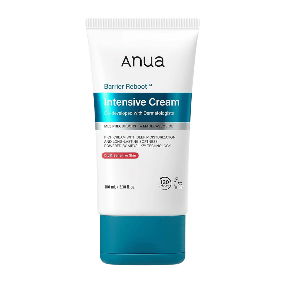 5. Anua Barrier Reboot Intensive Cream 100ml – witte verpakking met turquoise dop tegen een witte achtergrond