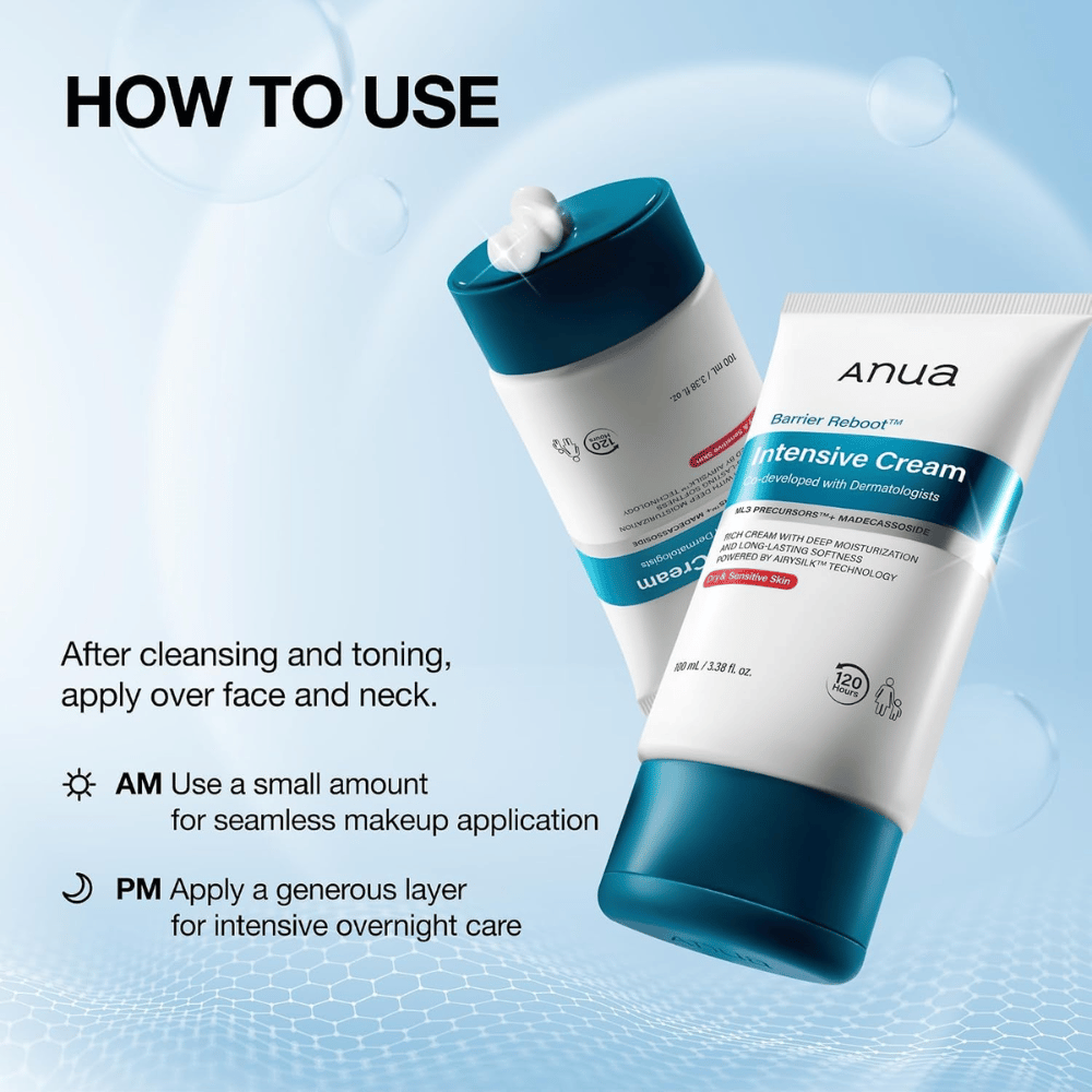 1. Anua Barrier Reboot Intensive Cream 100ml – aanbrengen van hydraterende gezichtscrème 's ochtends en 's avonds
