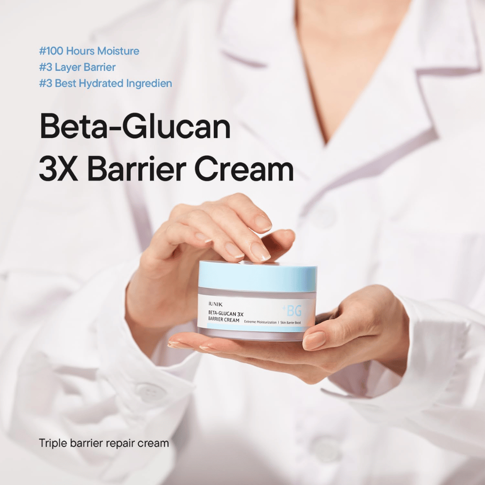 iUNIK Beta-Glucan 3X Barrier Cream hydraterende gezichtscrème voor droge en gevoelige huid met drievoudige barrièreverzorging