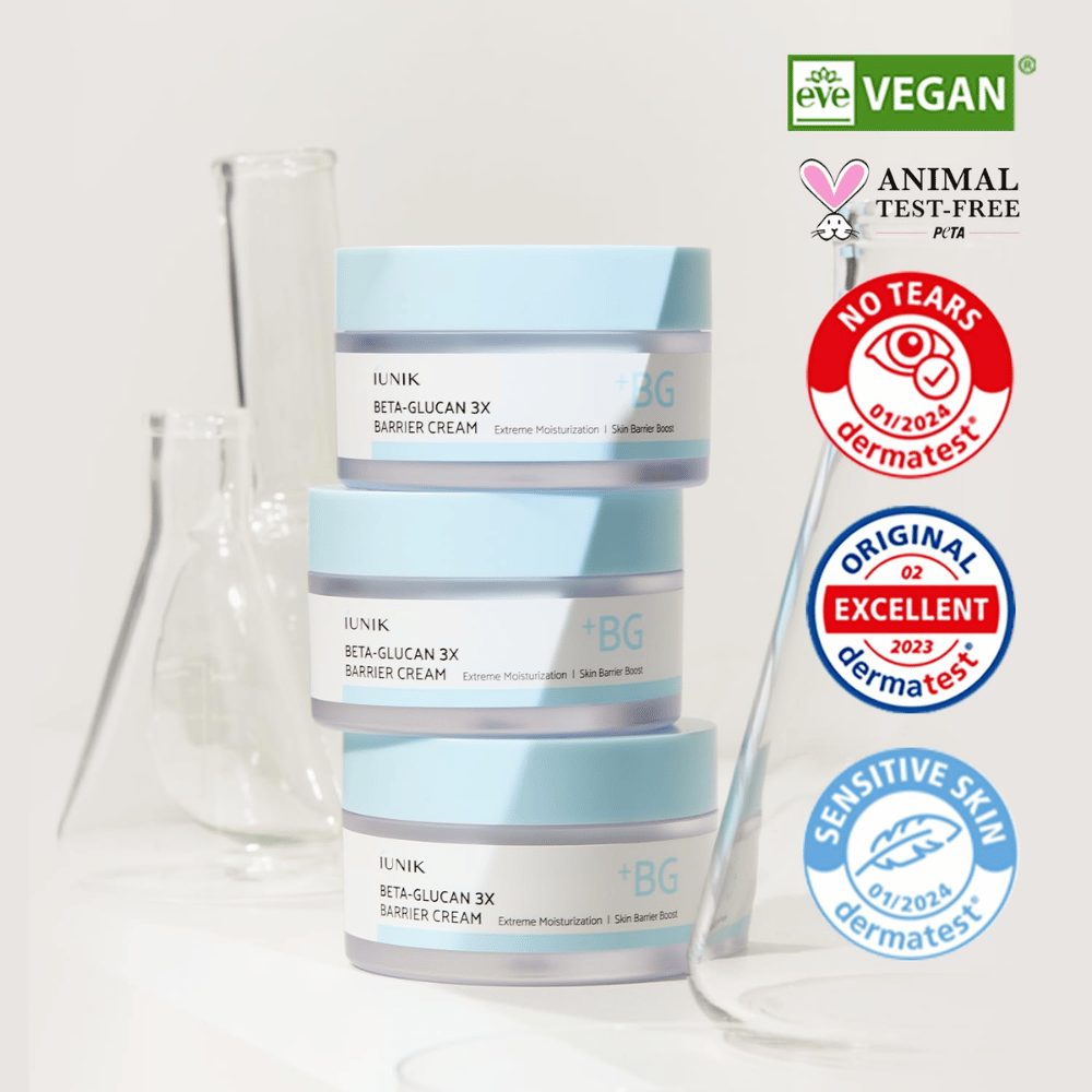 iUNIK Beta-Glucan 3X Barrier Cream met veganistische formule en dermatologisch geteste barrièrecrème voor gevoelige huid
