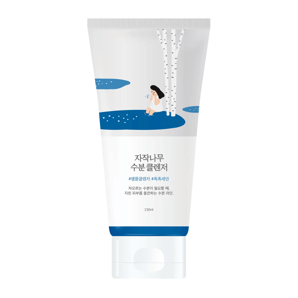 ROUND LAB Birch Juice Moisturizing Cleanser 150 ml in tube, milde en hydraterende gezichtsreiniger met berkensap die zacht reinigt zonder de huid uit te drogen en geschikt is voor alle huidtypes, zelfs gevoelige huid.