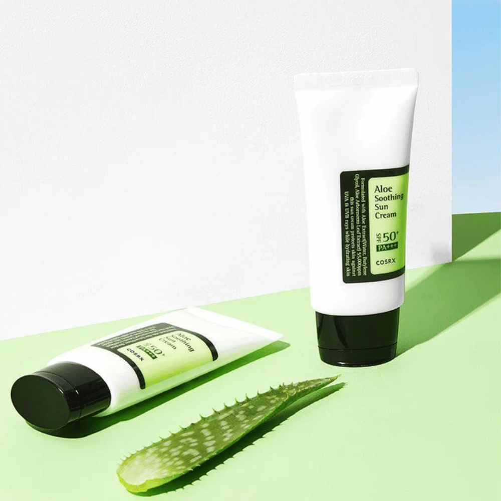 COSRX Aloe Soothing Sun Cream SPF50+ PA+++ – zonnebrandcrème met aloë vera voor gevoelige huid, UVA- en UVB-bescherming