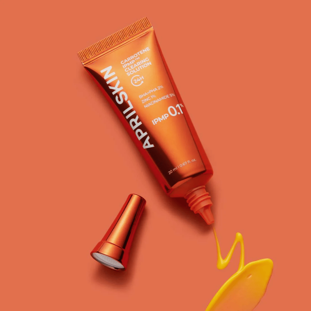 APRILSKIN Carrotene IPMP Clearing Solution in tube met gele formule, spotbehandeling tegen acne met BHA PHA 2%, zink en niacinamide