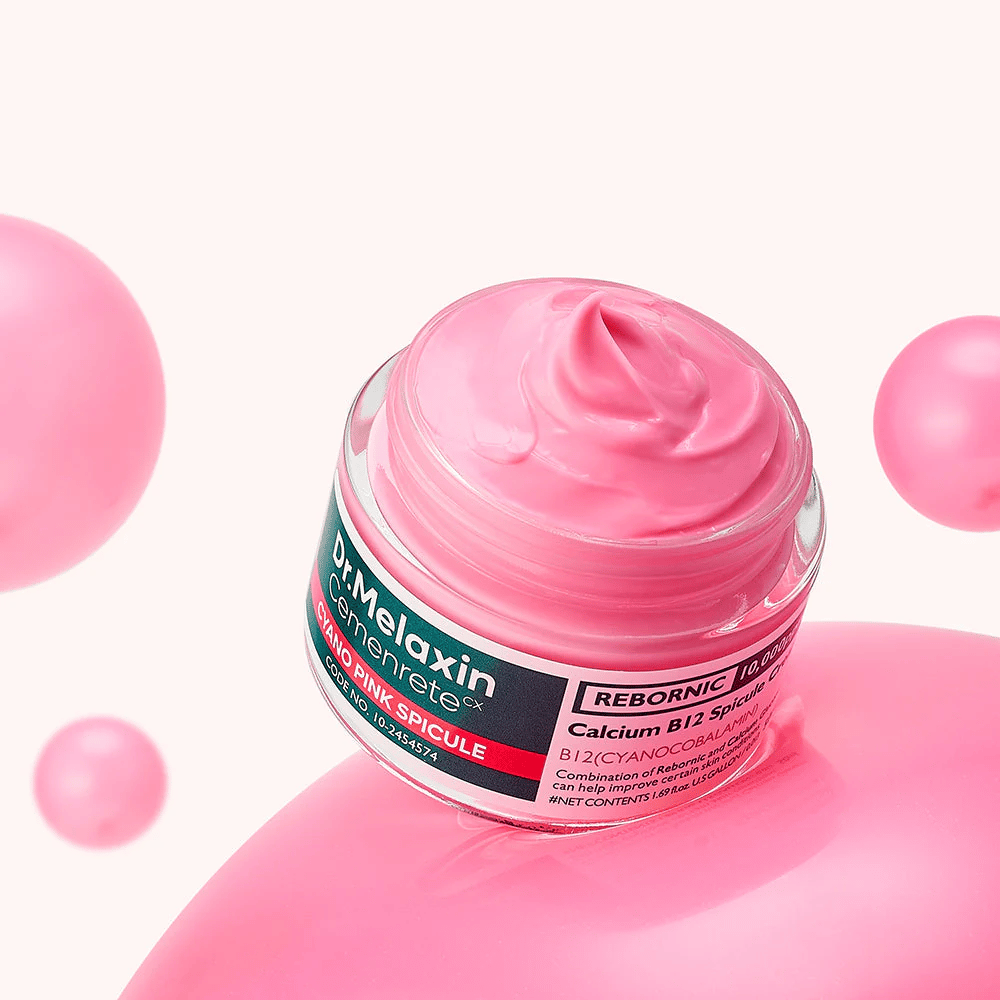 Dr. Melaxin Cemenrete Cyano Pink Spicule Cream met B12 en spicule-technologie die glans geeft, de huidstructuur verbetert en de huid versterkt.