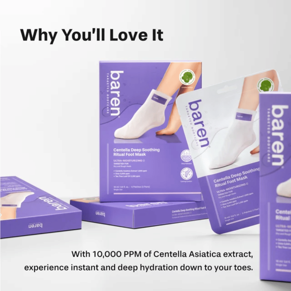 7. Baren Centella Deep Soothing Ritual Foot Mask – hydraterende voetmaskers met centella asiatica voor droge en ruwe hielen
