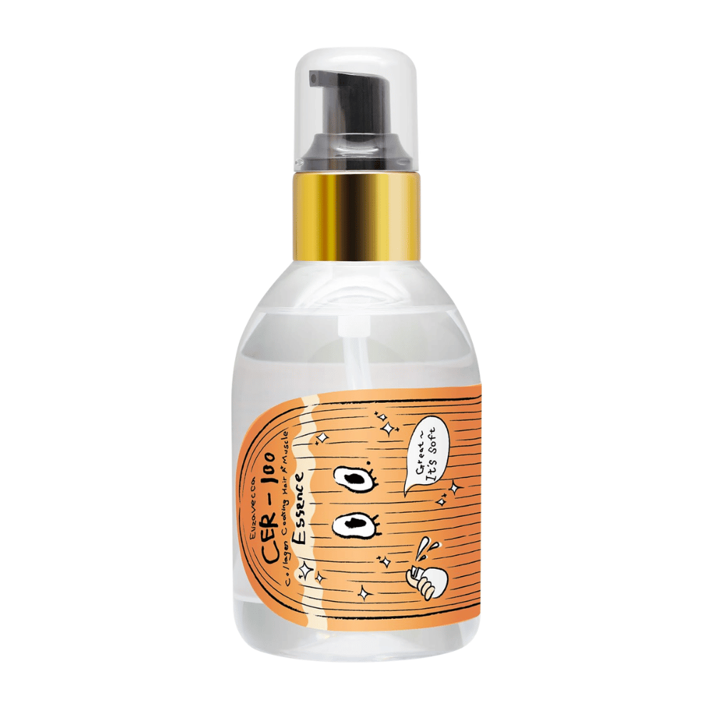 Eenvoudige productafbeelding van Elizavecca CER-100 Collagen Coating Hair A+ Muscle Essence tegen een lichte achtergrond.