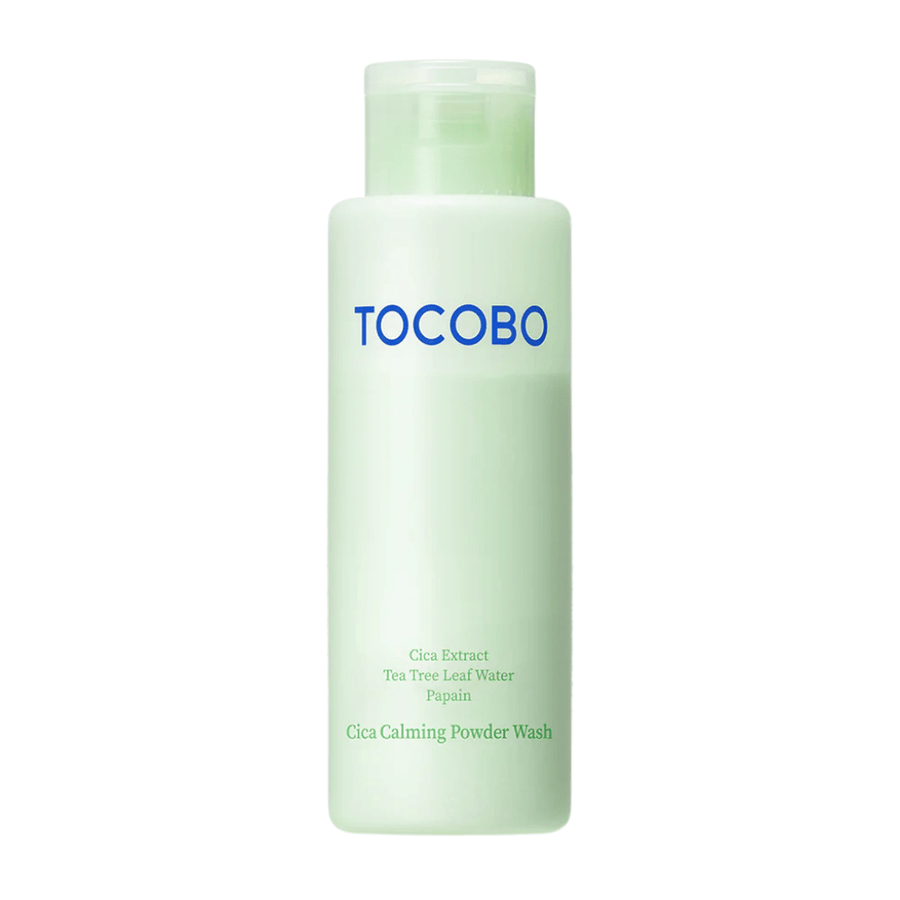 TOCOBO Cica Calming Powder Wash gezichtsreiniger die zacht exfolieert en de huidbarrière versterkt.
