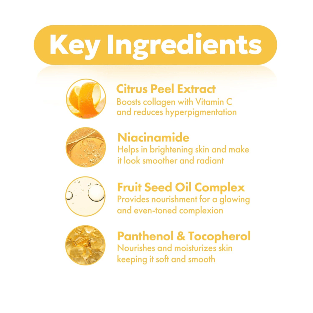 FRUDIA Citrus Brightening Toner – sleutel ingrediënten zoals citrus schilextract, niacinamide, fruitzaadoliecomplex en panthenol en tocopherol voor een helderdere en egalere huid.