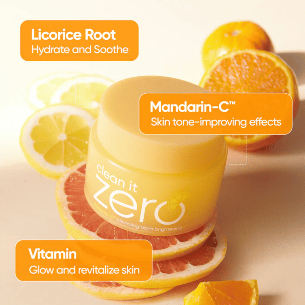 Banila Co Clean It Zero Mandarin-C cleansing balm met sinaasappelextract die de huidtoon en glow verbetert en een ongelijkmatige huid en fijne lijntjes tegengaat