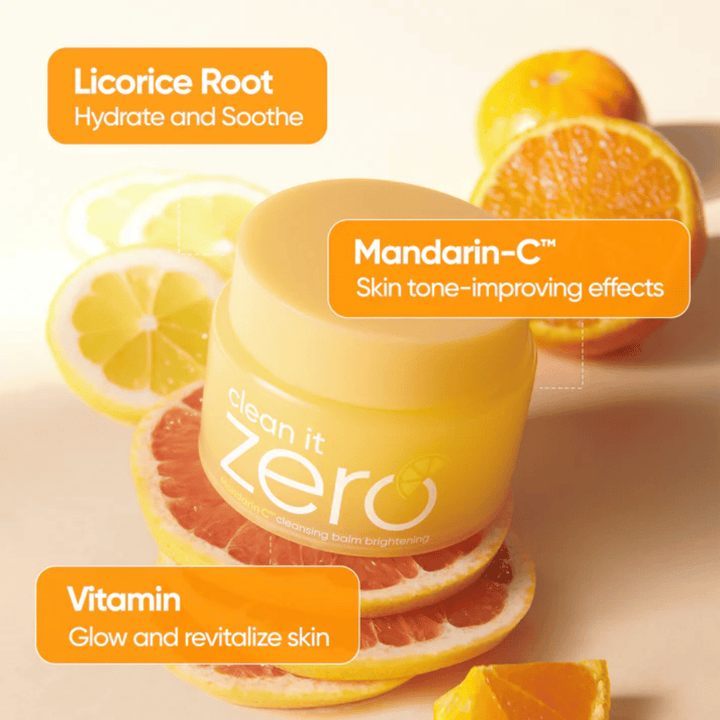 Banila Co Clean It Zero Mandarin-C cleansing balm met sinaasappelextract die de huidtoon en glow verbetert en een ongelijkmatige huid en fijne lijntjes tegengaat