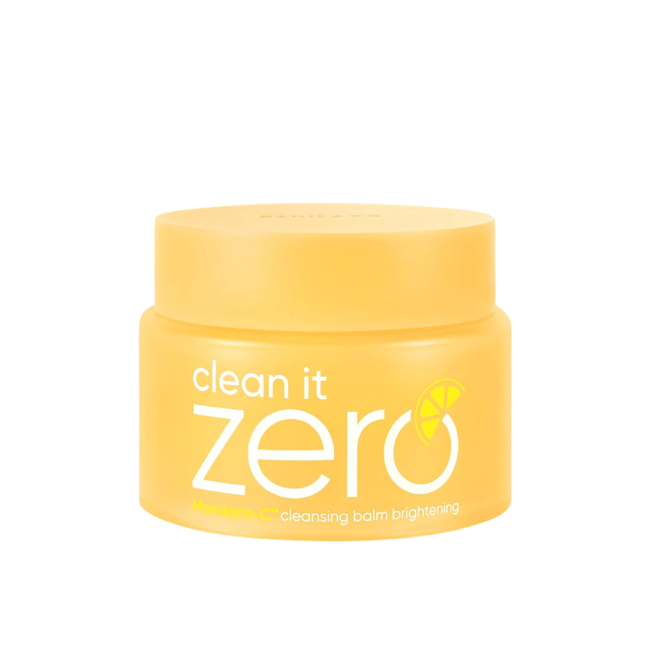 Banila Co Clean It Zero Cleansing Balm Brightening met Mandarin-C in gele pot, cleansing balm die make-up wegsmelt en de huid helderder maakt