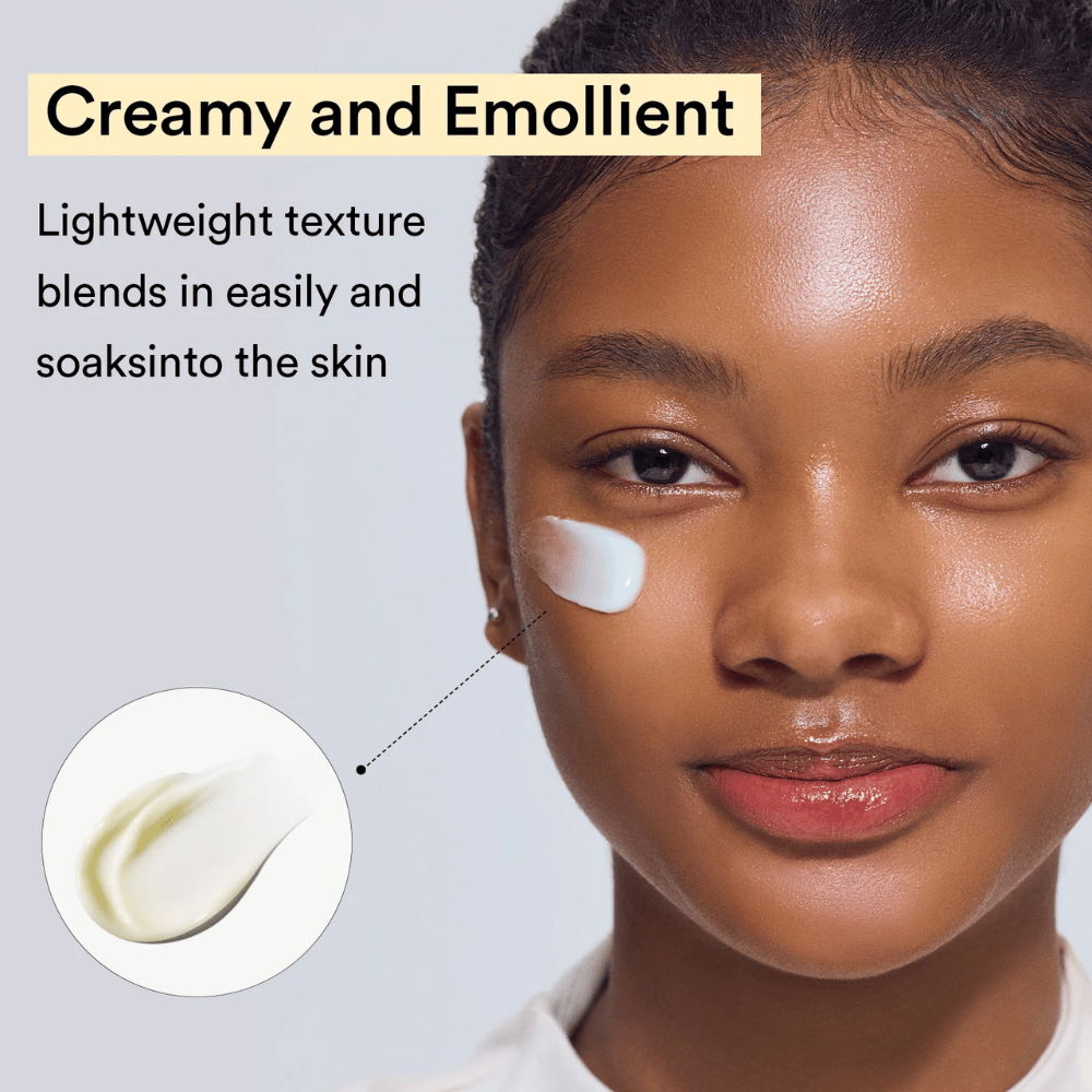 Närbild på lätt, krämig textur av Abib Collagen Eye Crème som smälter snabbt in i huden och ger intensiv återfuktning.