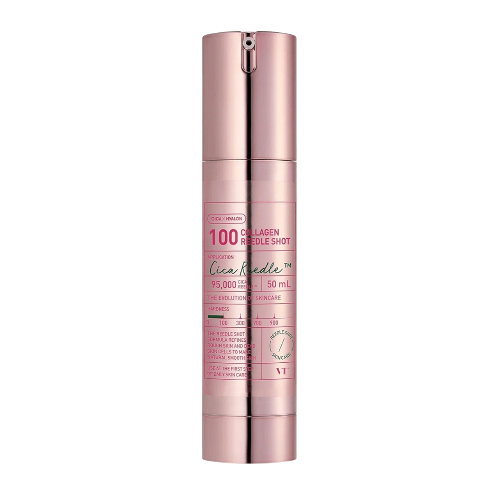 Productafbeelding van VT Collagen Reedle Shot 100 – 50 ml. Verbetert de elasticiteit en gladheid van de huid met collageennaaldjes.