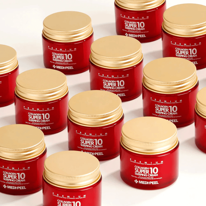 MEDI-PEEL Collagen Super 10 Sleeping Cream – populaire Koreaanse nachtcrème met collageen die de elasticiteit en glans van de huid verbetert.