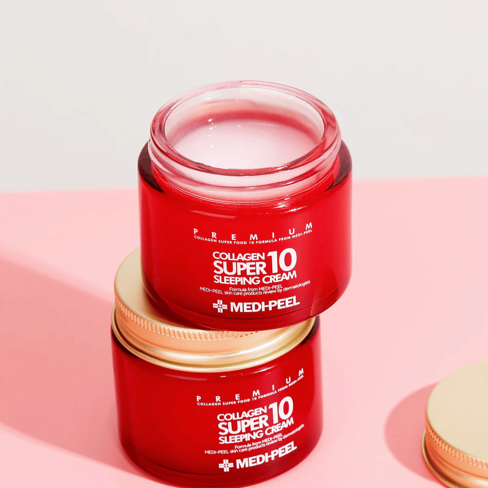 MEDI-PEEL Collagen Super 10 Sleeping Cream in premium verpakking – intensief hydraterende slaapcrème met collageen voor steviger en gladder huid.