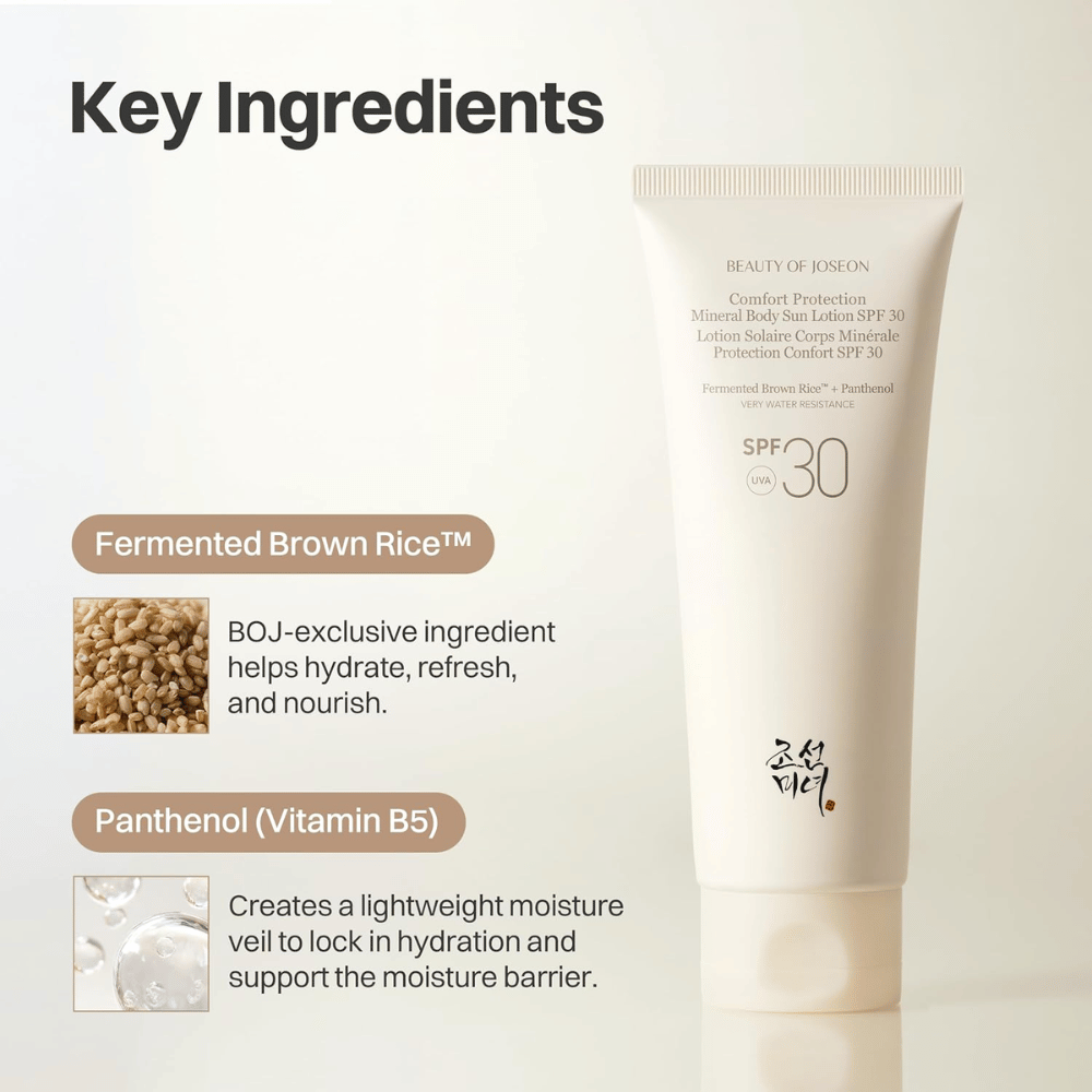 Beauty of Joseon Comfort Protection Mineral Body Sun Lotion SPF30 met gefermenteerde bruine rijst en panthenol