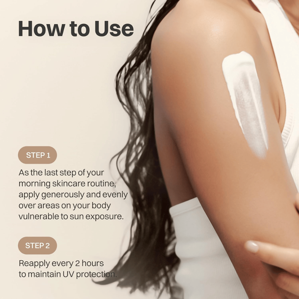 Beauty of Joseon Comfort Protection Mineral Body Sun Lotion SPF30 wordt op de arm aangebracht