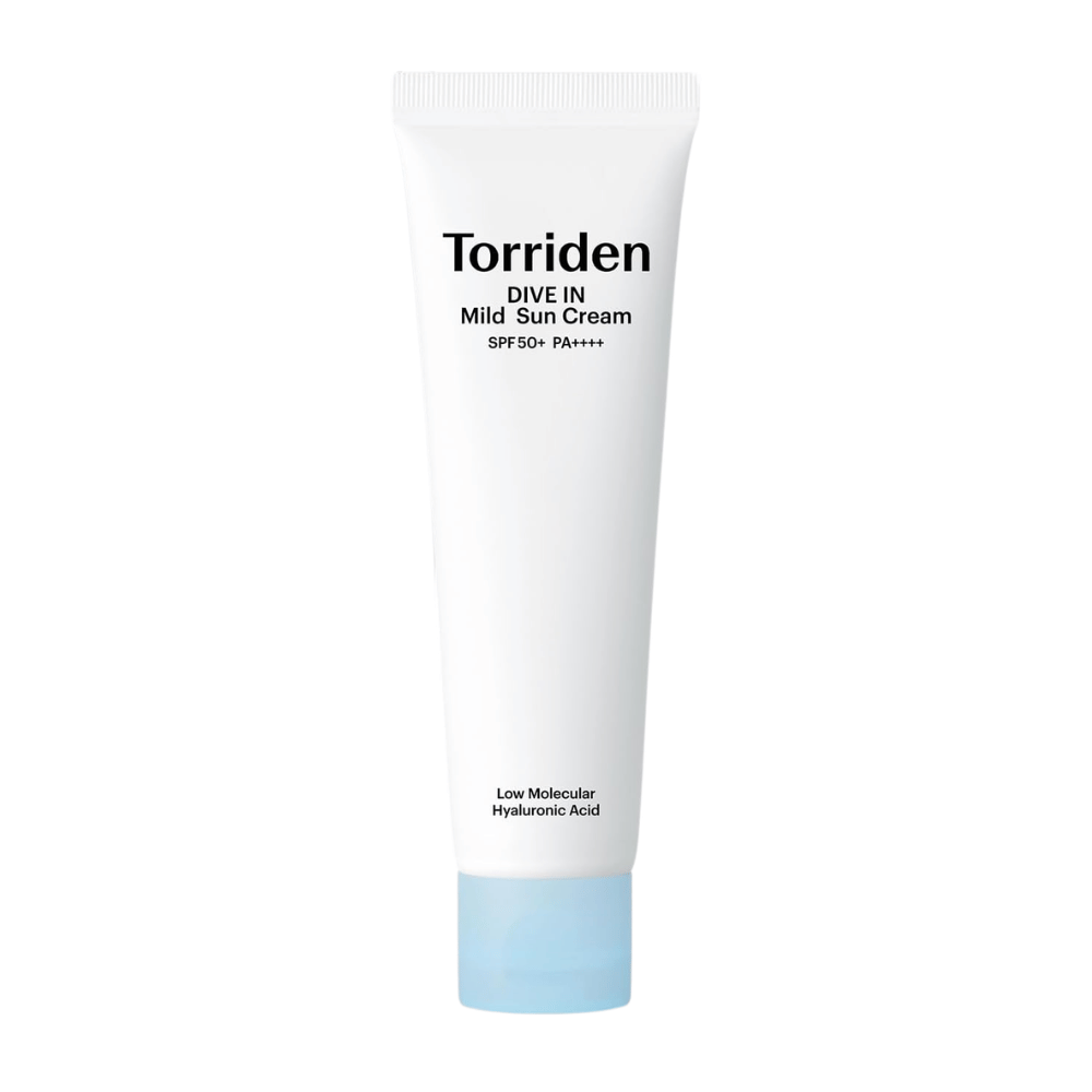 Zuivere productafbeelding van Torriden DIVE-IN Mild Sun Cream op een witte achtergrond.