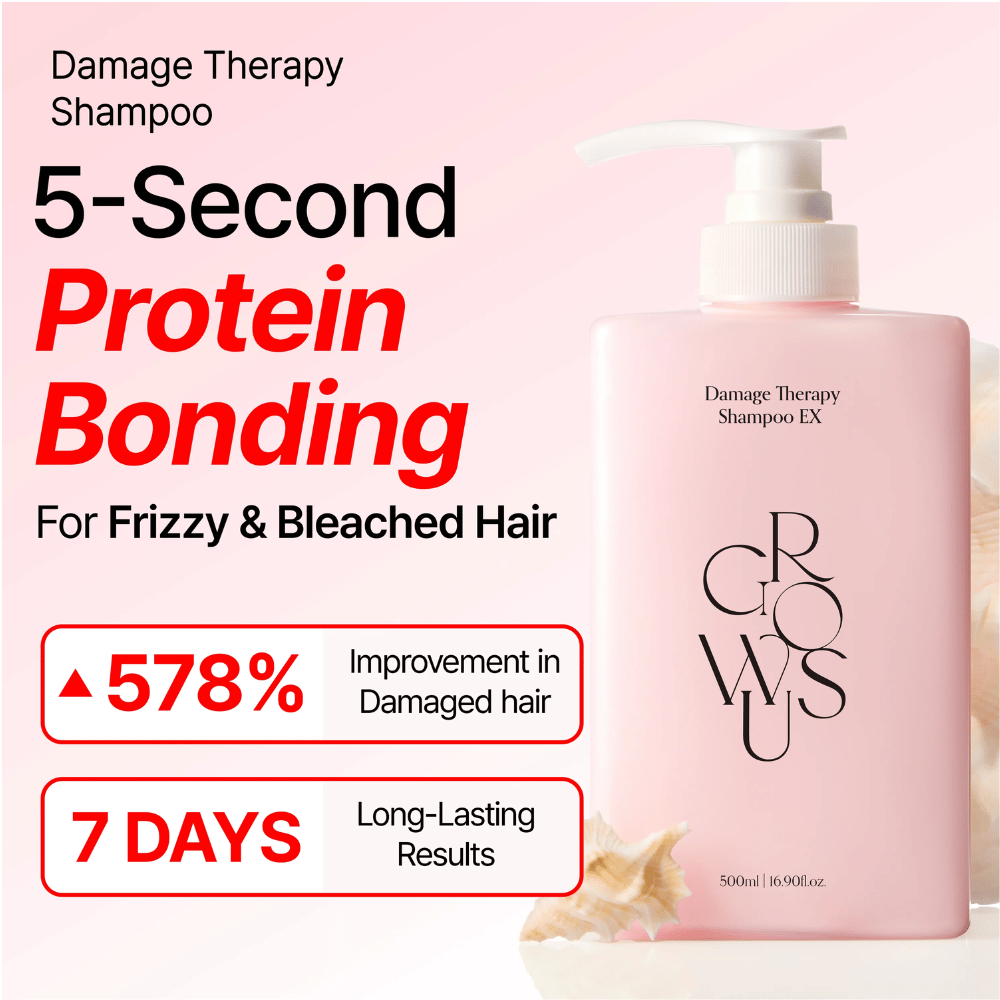 GROWUS Damage Therapy Shampoo EX met protein bonding voor beschadigd, gebleekt en pluizig haar