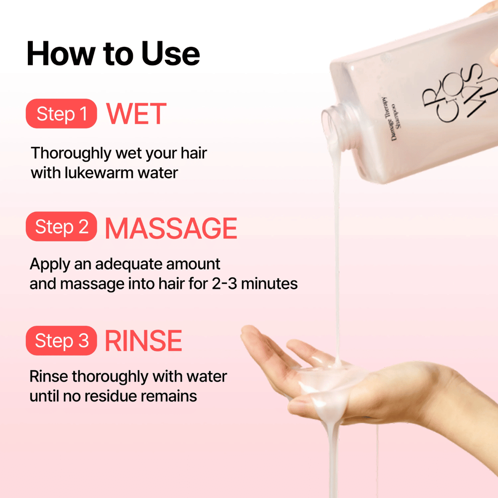 Zo gebruik je GROWUS Damage Therapy Shampoo EX om beschadigd haar te reinigen en te herstellen