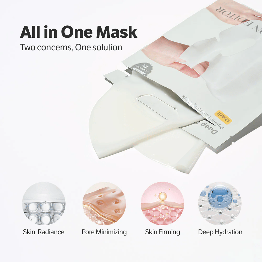Sungboon Editor Deep Collagen Power Boosting Mask – all-in-one Sheet mask die glans geeft, poriën minimaliseert, de huid verstevigt en diep hydrateert.