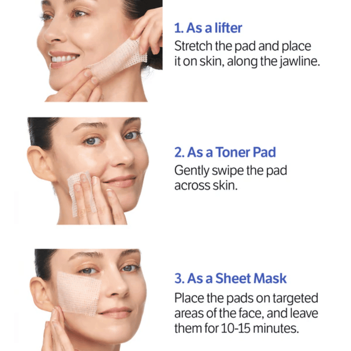 Sungboon Editor Deep Collagen Retinol Pads die worden gebruikt als Sheet mask om te hydrateren, de huidtoon te egaliseren en fijne lijntjes te verminderen