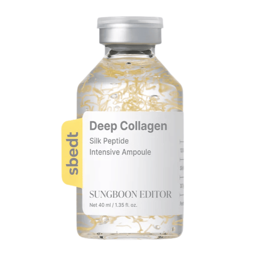 SUNGBOON EDITOR Deep Collagen Silk Peptide Intensive Ampoule – collageenserum met peptiden die de huidbarrière versterken, hydrateren en de huid een steviger en jeugdiger uiterlijk geven.
