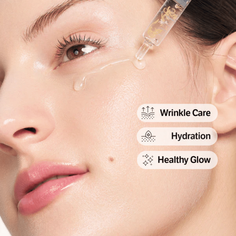 SUNGBOON EDITOR Deep Collagen Silk Peptide Intensive Ampoule – licht serum dat snel wordt geabsorbeerd en helpt de huid te hydrateren en een egalere en stralendere teint te geven.