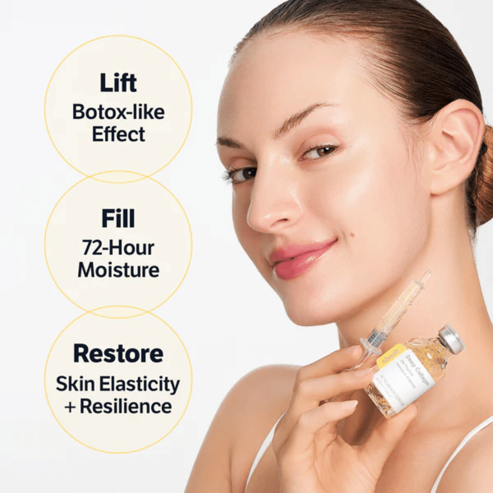 SUNGBOON EDITOR Deep Collagen Silk Peptide Intensive Ampoule – anti-age serum met peptiden die helpen de huid steviger te maken, elasticiteit te verbeteren en tot 72 uur te hydrateren.