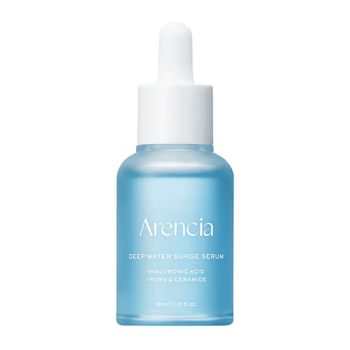 Arencia Deep Water Surge Serum 30 ml op witte achtergrond – hydraterend serum met hyaluronzuur, PDRN en ceramiden voor gevoelige, droge en vochtarme huid.