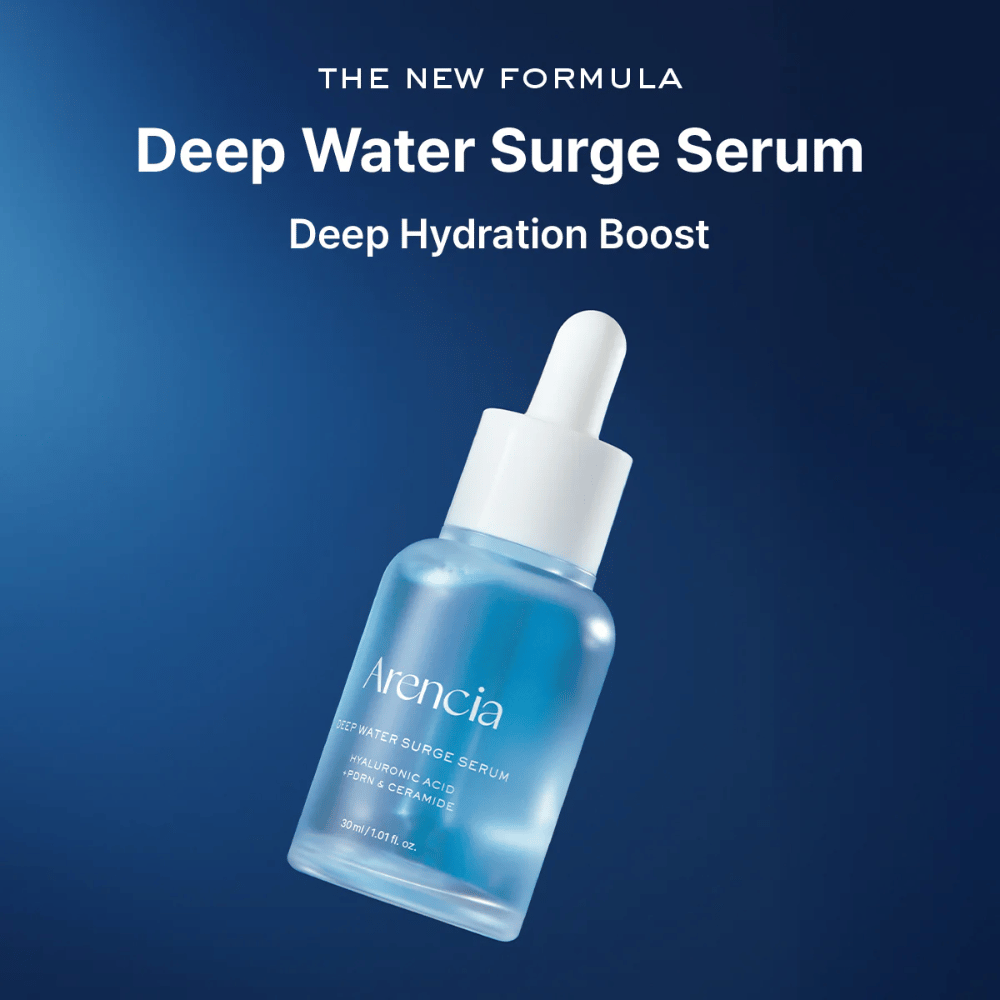 Arencia Deep Water Surge Serum – Koreaans hydraterend serum met hyaluronzuur, PDRN en ceramiden die diepe hydratatie bieden, de huid kalmeren en de huidbarrière versterken.