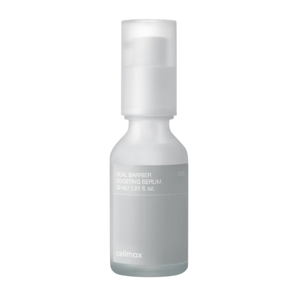 Celimax Dual Barrier Boosting Serum productafbeelding op witte achtergrond, Koreaans serum voor gevoelige en droge huid.