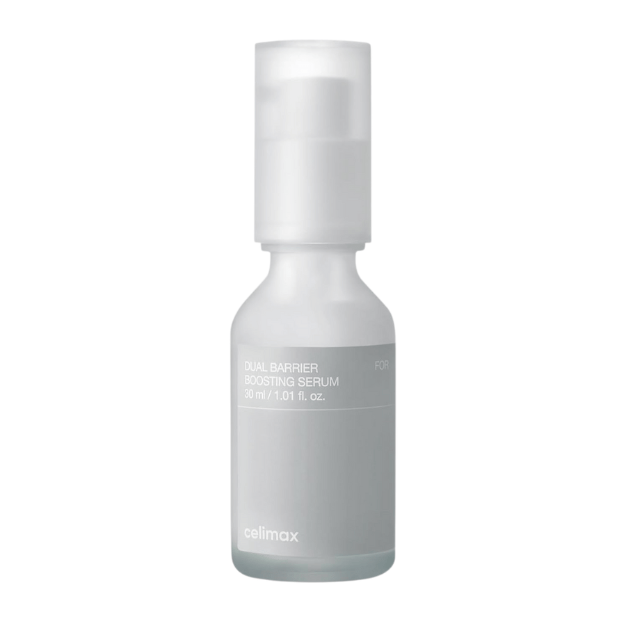 Celimax Dual Barrier Boosting Serum productafbeelding op witte achtergrond, Koreaans serum voor gevoelige en droge huid.